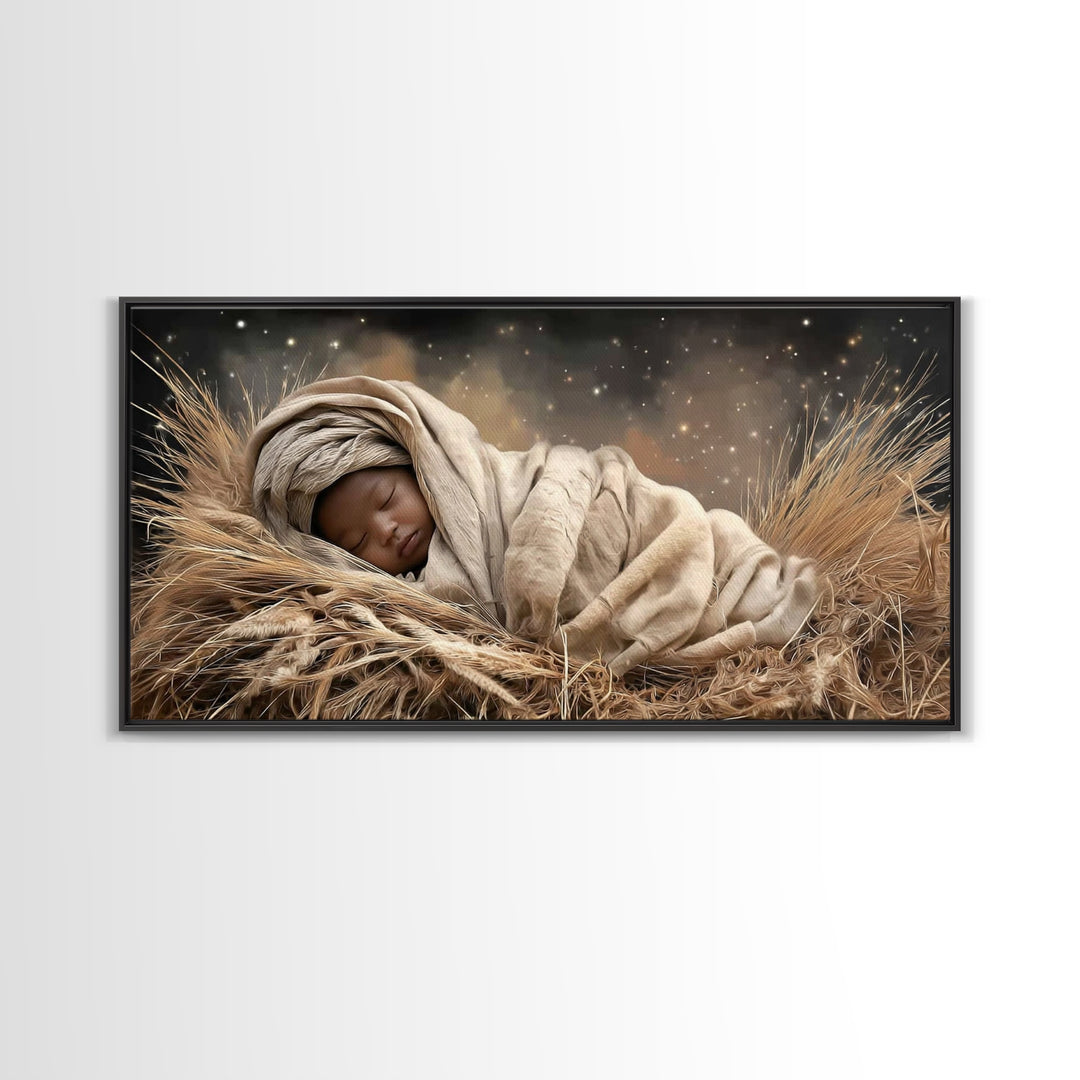 Peaceful Nativity – Framed Canvas Print – Christmas Wall Art – Christian Christmas Art – Christian Art Canvas – Christmas Art Framed – Chri