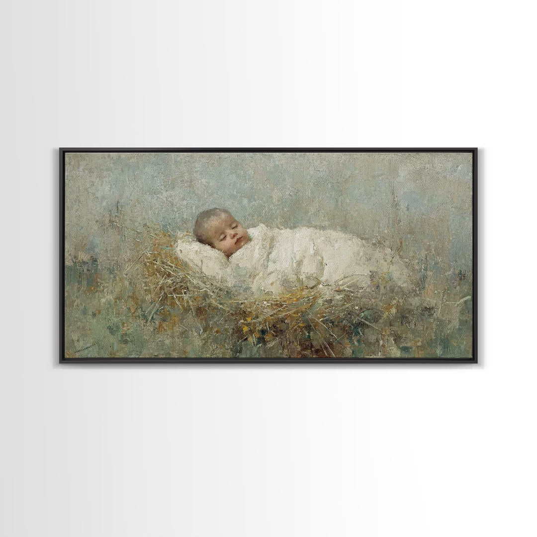 Sacred Manger – Framed Canvas Print – Jesus Christmas Art – Christian Art Canvas – Christmas Wall Art – Christian Christmas Decorations – V