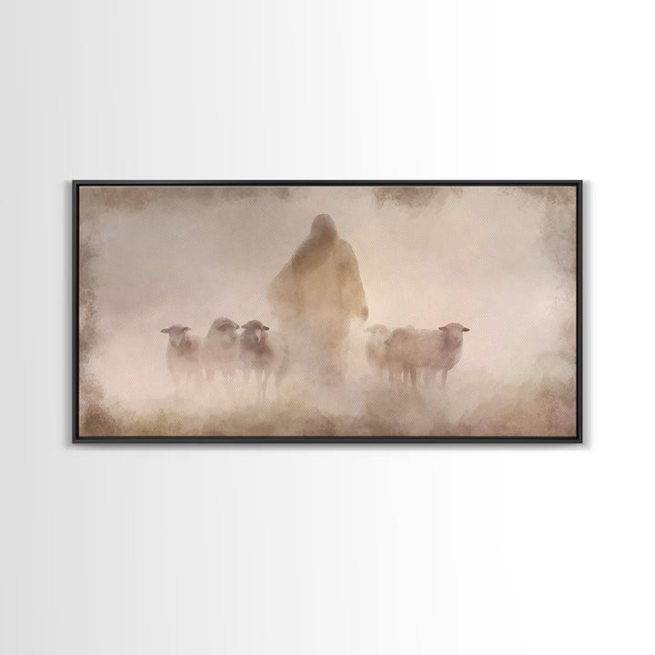 Shepherd’s Call – Framed Canvas Print – Christian Wall Art – Jesus Painting – Christian Art Canvas – Moody Christian Art – Christian Decor