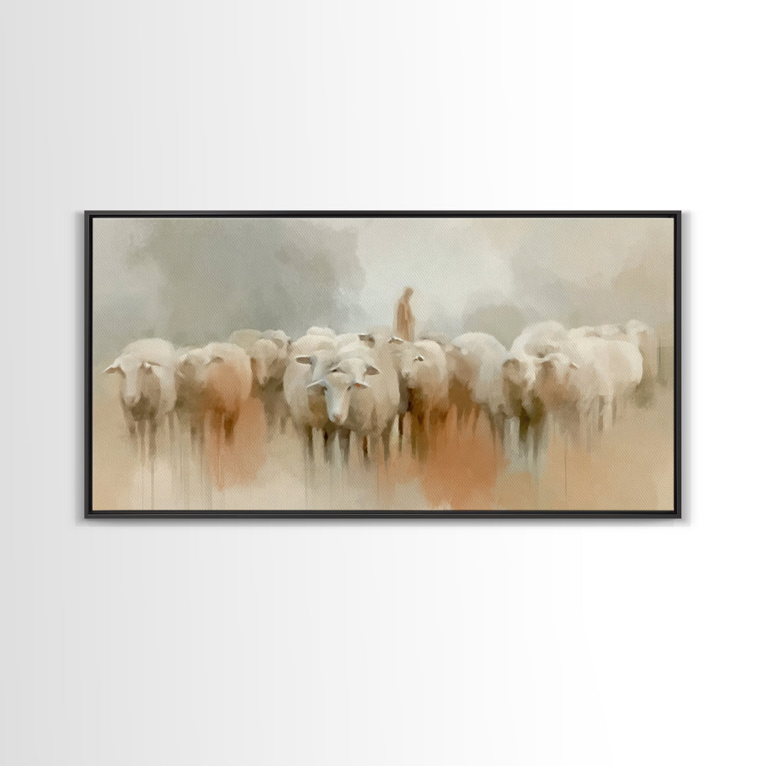 Gentle Pasture Grace, Framed Canvas Print, Christian Art Canvas, Jesus Painting, Christian Wall Art, Subtle Christian Art, Christmas Art Pr