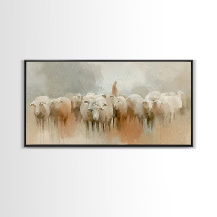 Gentle Pasture Grace, Framed Canvas Print, Christian Art Canvas, Jesus Painting, Christian Wall Art, Subtle Christian Art, Christmas Art Pr