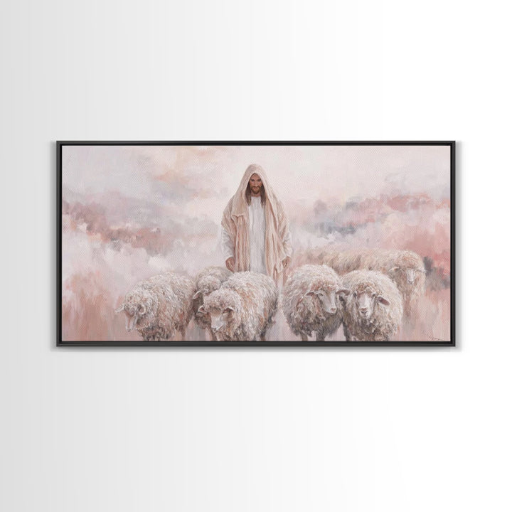 Shepherd’s Quiet Field – Framed Canvas Print – Christian Art Canvas – Christian Wall Art – Jesus Painting – Christian Christmas Art – Chris