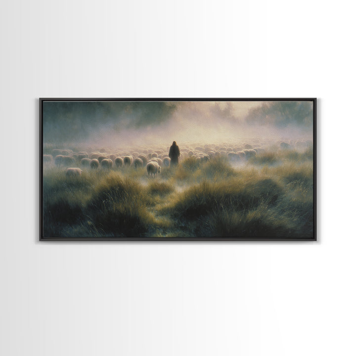 Graceful Flock Dawn – Framed Canvas Print – Jesus Painting – Christian Art Canvas – Christian Wall Art – Christmas Art Prints – Christian G