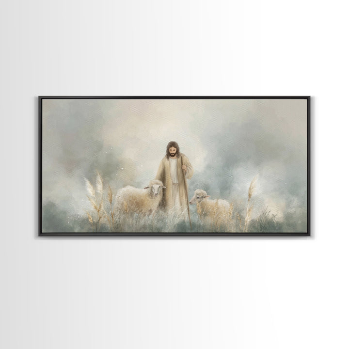 Gentle Shepherd Grace | Framed Canvas Print | Christian Art Canvas | Jesus Painting | Christian Wall Art | Subtle Christian Art | Christian