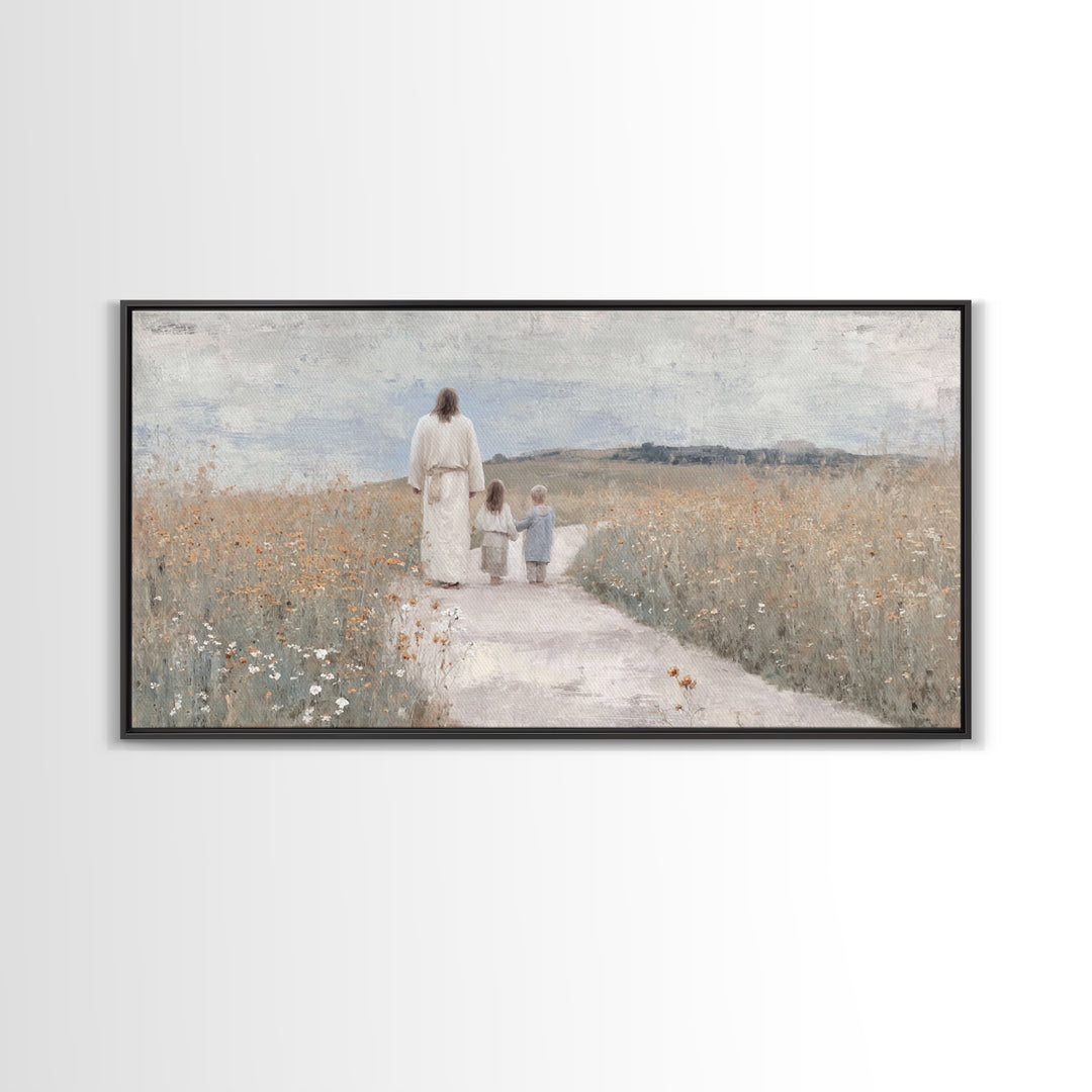 Wildflower Journey Light – Framed Canvas Print – Christian Art Canvas – Jesus Painting – Christian Wall Art – Christian Gift – Subtle Chris