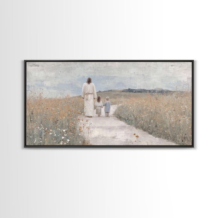 Wildflower Journey Light – Framed Canvas Print – Christian Art Canvas – Jesus Painting – Christian Wall Art – Christian Gift – Subtle Chris