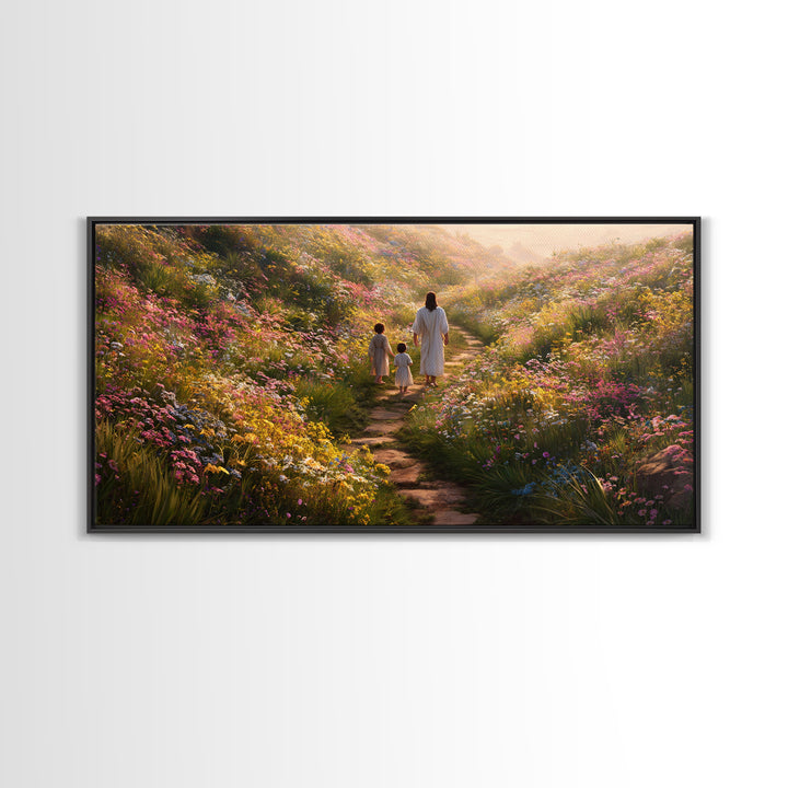 Blooming Path Grace – Framed Canvas Print – Christian Art Canvas – Christian Wall Art – Jesus Painting – Large Christian Art – Modern Chris