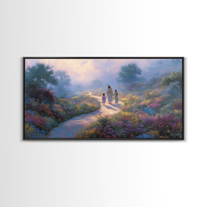 Garden Of Light | Framed Canvas Print | Christian Art Canvas | Christian Wall Art | Jesus Painting | Christian Decor | Christmas Art
