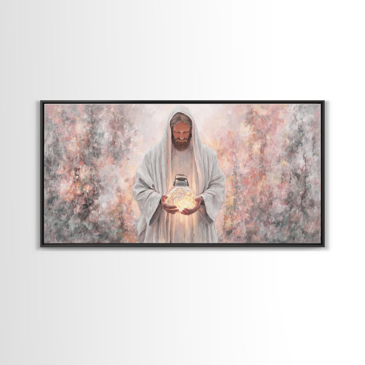 Light Of Eternity, Framed Canvas Print, Christian Wall Art, Jesus Painting, Christian Art Canvas, Christian Decor, Modern Christian Art