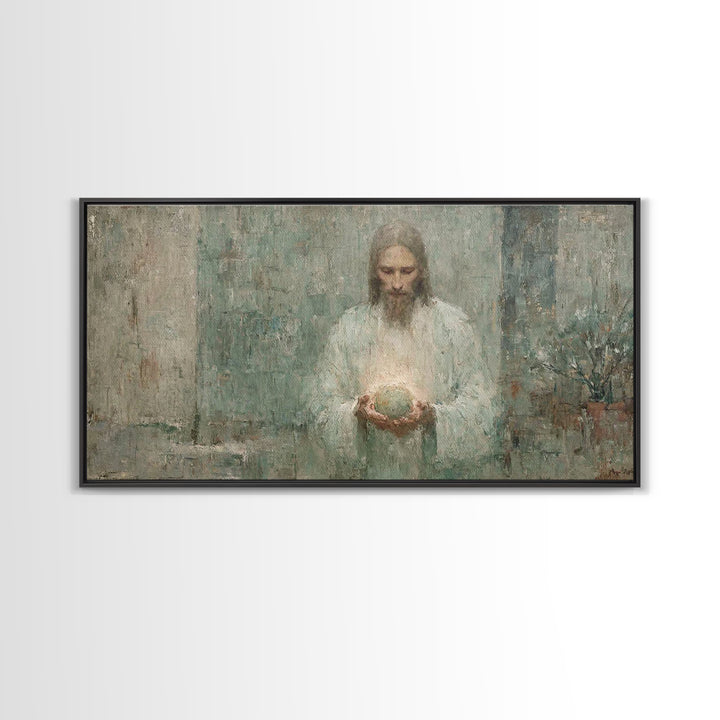 Heavenly Glow, Framed Canvas Print, Christian Art Canvas, Christian Wall Art, Jesus Painting, Christian Decor, Modern Christian Art