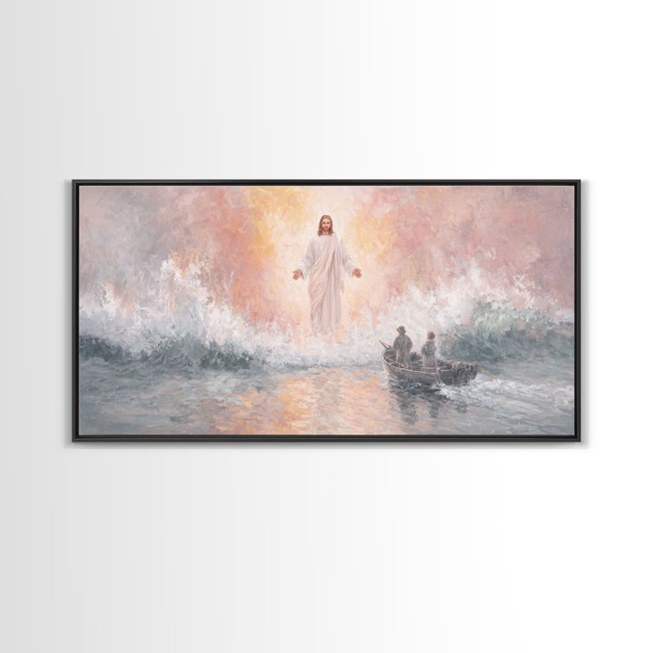 Waves Of Calling | Framed Canvas Print | Jesus Painting | Christian Wall Art | Christian Art Canvas | Christian Decor | Large Christian Art