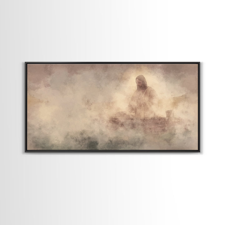 Calm Over Waters – Framed Canvas Print – Christian Wall Art – Jesus Painting – Christian Art Canvas – Christian Decor – Modern Christian Pa