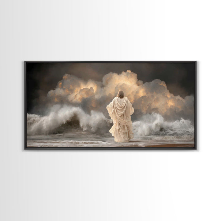 Dawn Of Mercy – Framed Canvas Print – Jesus Art Print – Christian Wall Art – Modern Christian Art – Christmas Art – Christian Gift Ideas