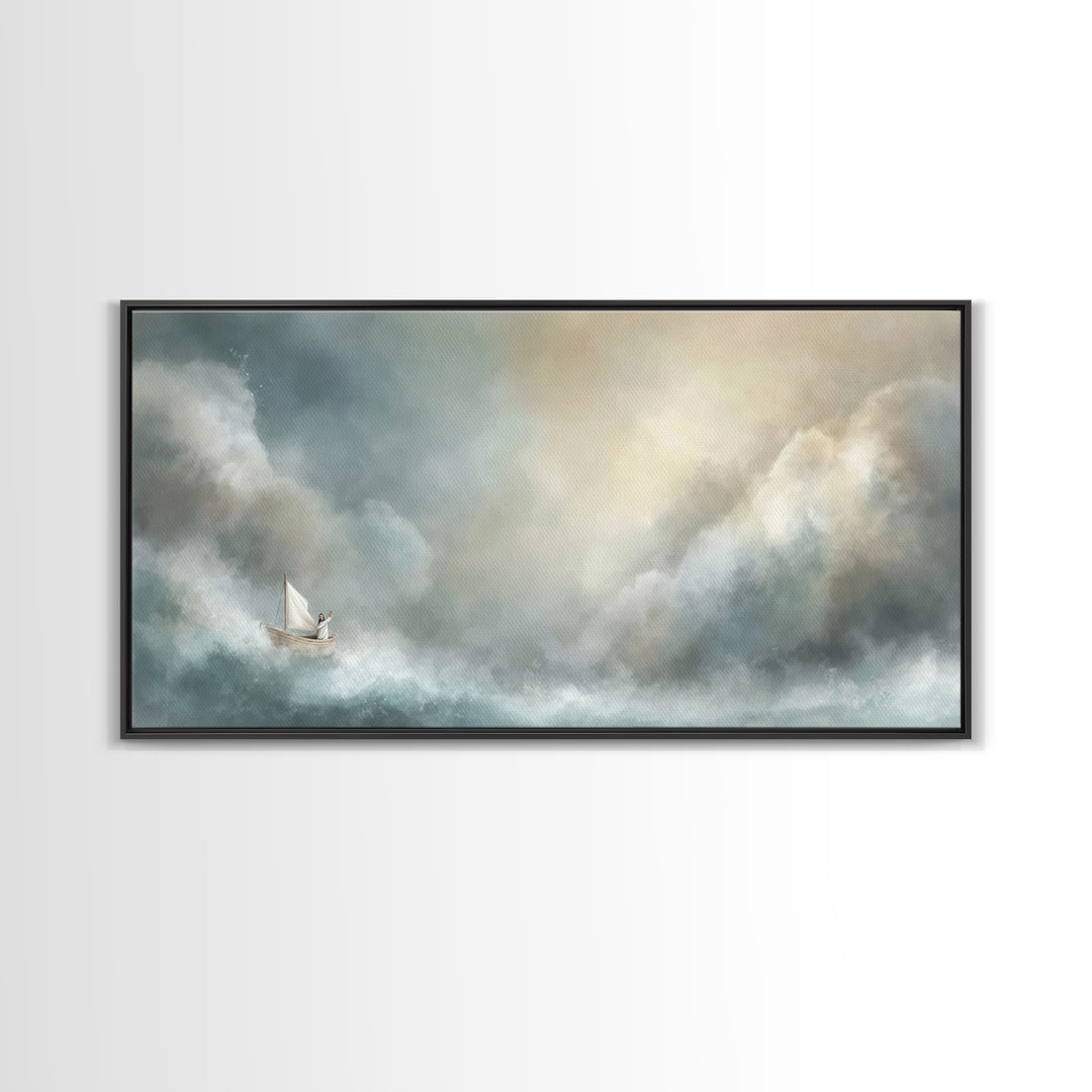 Light Of Rescue – Framed Canvas Print – Christian Wall Art – Jesus Painting – Large Christian Art – Modern Christian Painting – Christmas A