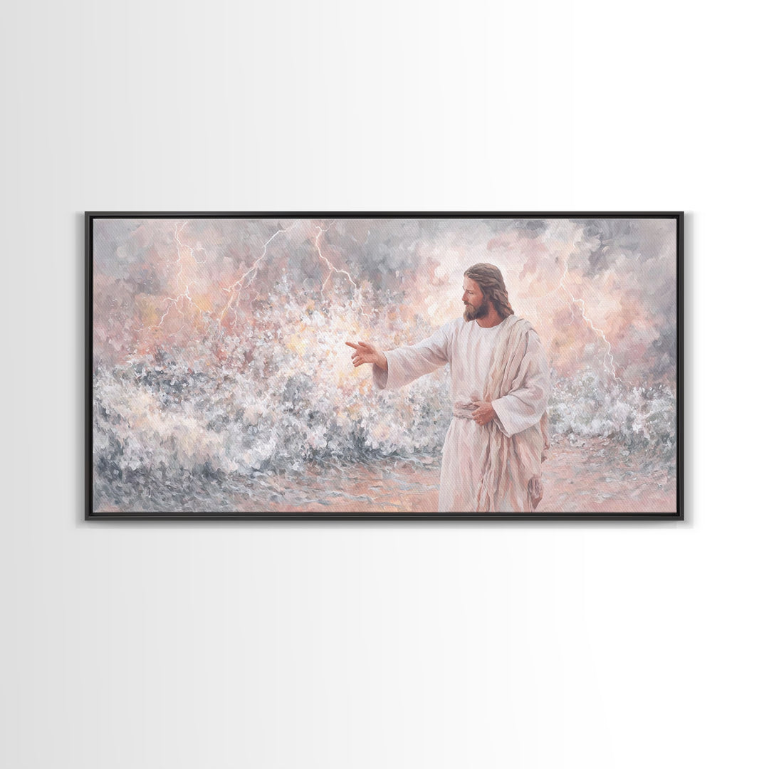 Beacon Of Authority | Framed Canvas Print | Christian Art Print | Jesus Painting | Christian Wall Art | Modern Christian Painting | Christi