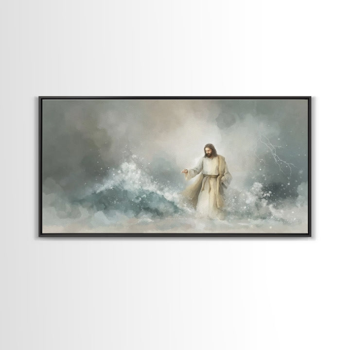 Majesty In Clouds – Framed Canvas Print – Christian Art Print – Jesus Painting – Christian Decor – Christian Art Canvas – Moody Christmas A