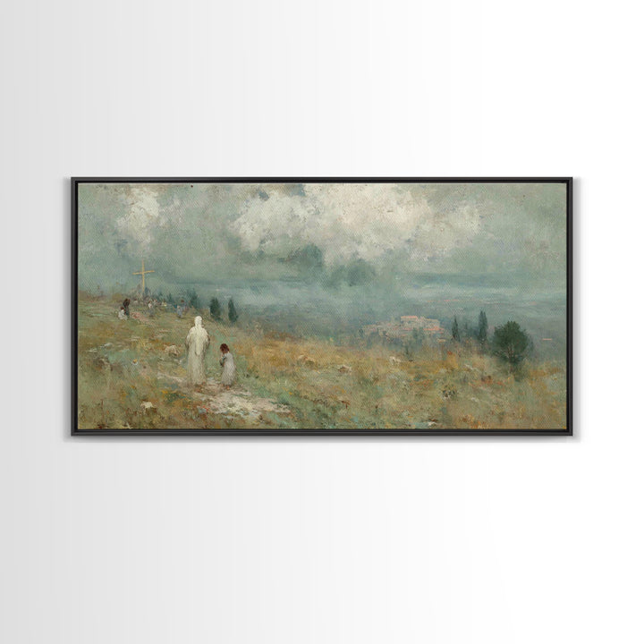 Fields Of Hope – Framed Canvas Print – Christian Christmas Art – Jesus Art Print – Christian Wall Art – Vintage Christian Art
