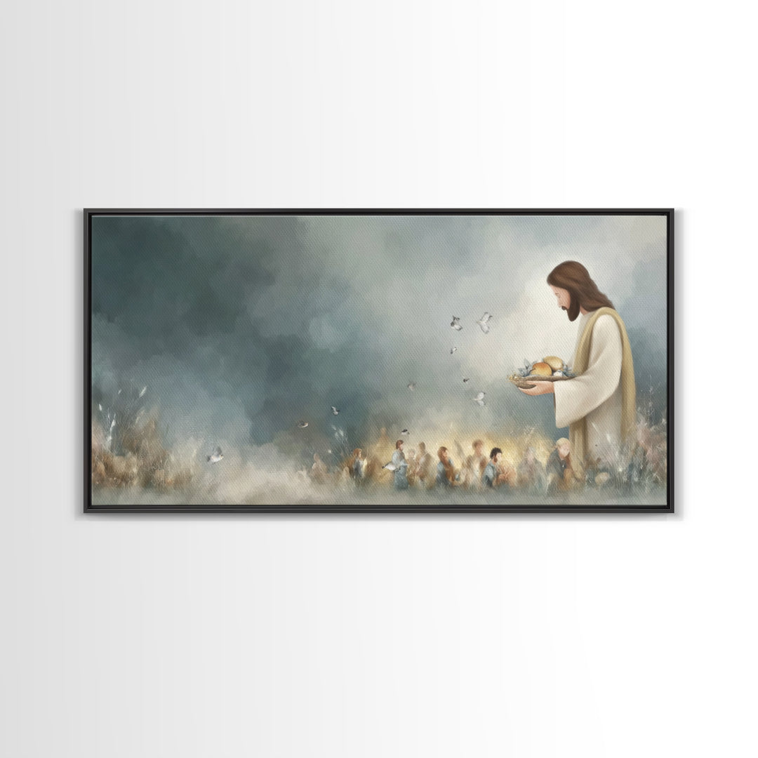 Heavenly Abundance | Framed Canvas Print | Christian Wall Art | Jesus Canvas Art | Modern Christian Painting | Christian Christmas Decor