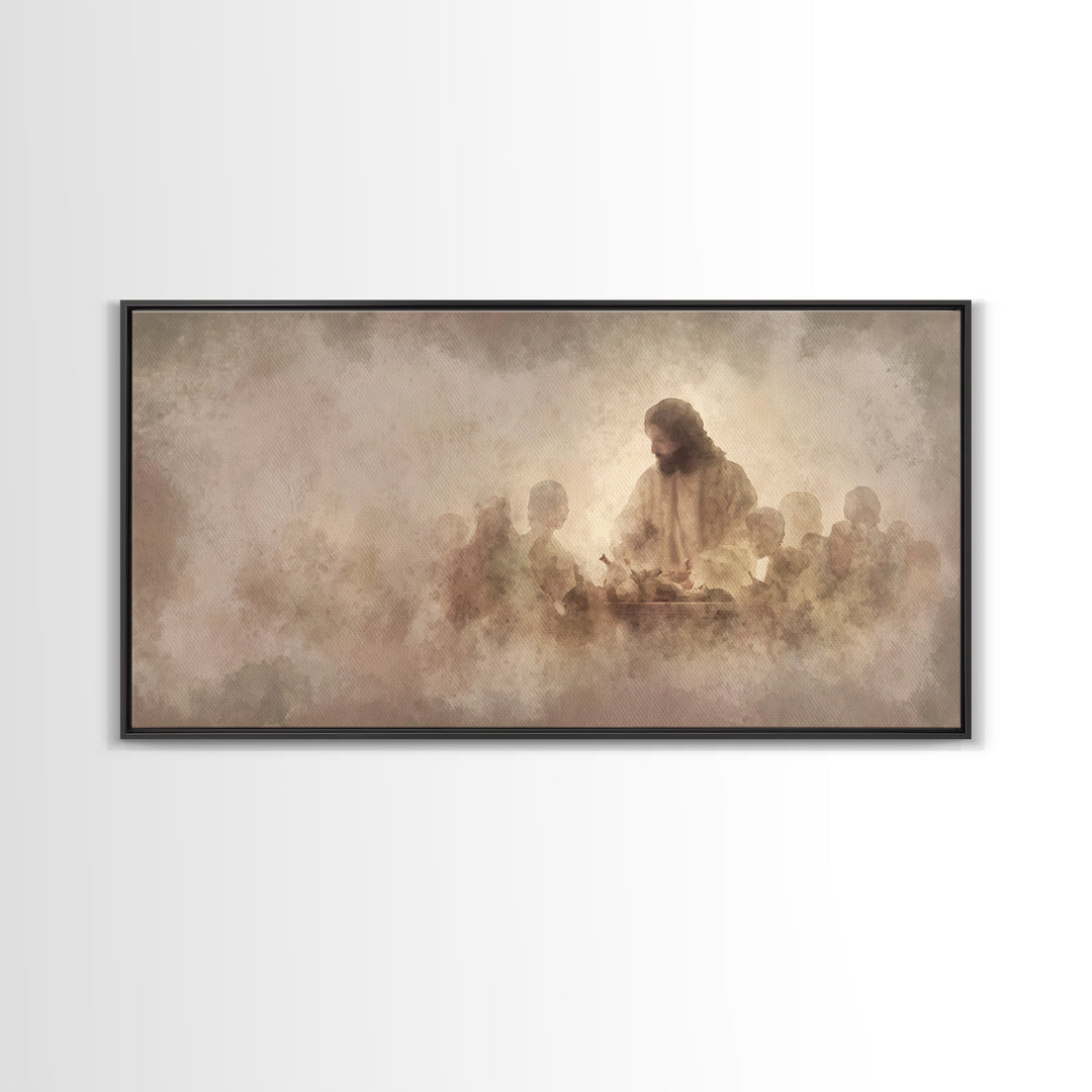 Mystic Supper – Framed Canvas Print – Christian Art Canvas – Jesus Christmas Art – Christian Art Gift – Large Jesus Painting