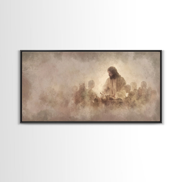 Mystic Supper – Framed Canvas Print – Christian Art Canvas – Jesus Christmas Art – Christian Art Gift – Large Jesus Painting