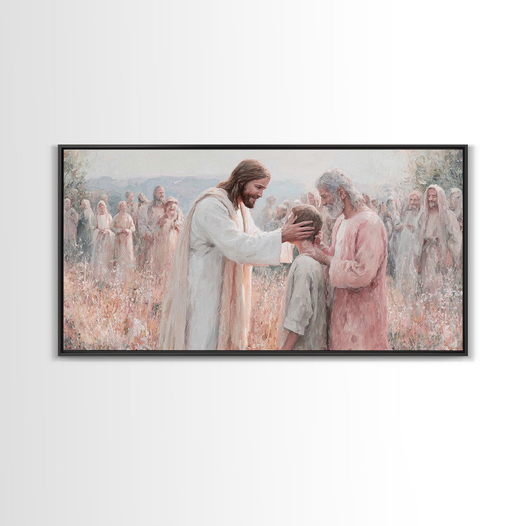 Graceful Blessing – Framed Canvas Print – Christian Wall Art – Jesus Painting – Christian Art Canvas – Christmas Art