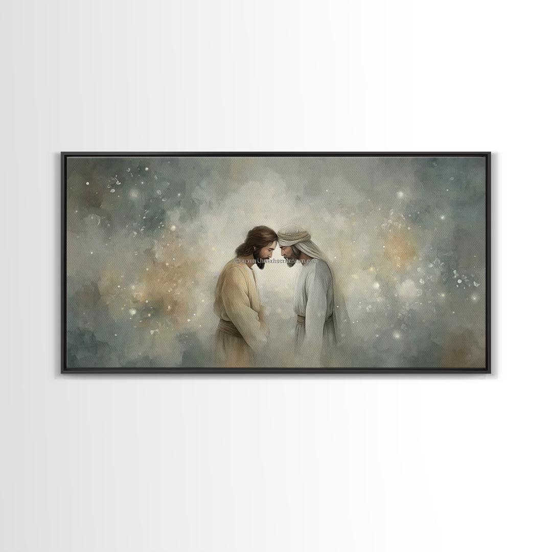 Holy Encounter – Framed Canvas Print – Jesus Painting – Christian Wall Art – Christian Art Canvas – Christmas Art