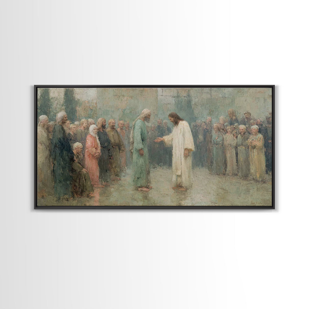 Divine Invitation – Framed Canvas Print – Christian Art Canvas – Jesus Painting – Christian Wall Art – Christian Christmas