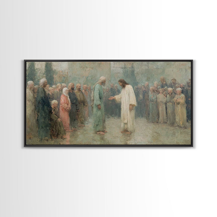 Divine Invitation – Framed Canvas Print – Christian Art Canvas – Jesus Painting – Christian Wall Art – Christian Christmas
