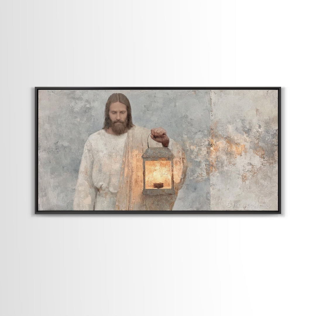 Silent Guiding Flame | Framed Canvas Print | Christian Art Canvas | Christian Wall Art | Jesus Painting | Christian Christmas