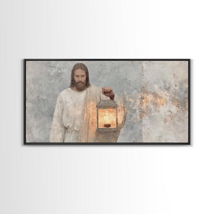 Silent Guiding Flame | Framed Canvas Print | Christian Art Canvas | Christian Wall Art | Jesus Painting | Christian Christmas