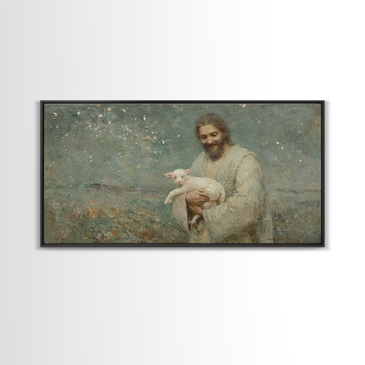 Starry Night Comfort | Framed Canvas Print | Christian Wall Art | Jesus Painting | Christian Art Canvas | Christian Christmas