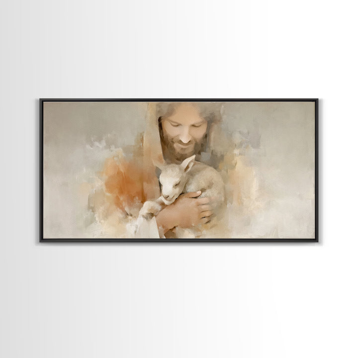Lamb of Peace – Framed Canvas Print – Christian Art Canvas – Jesus Painting – Christian Wall Art – Christian Christmas Art