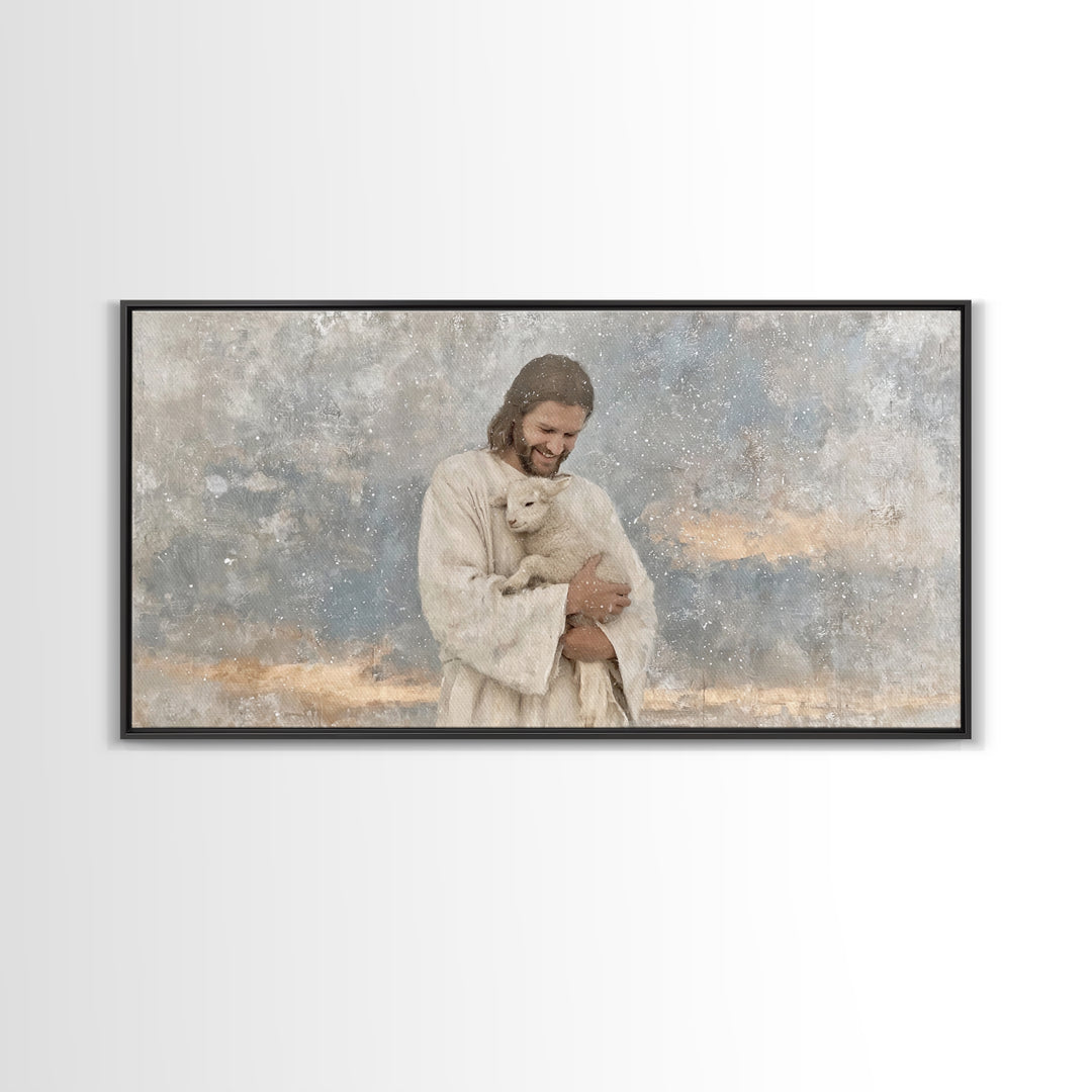 Snowfall Serenity – Framed Canvas Print – Christian Wall Art – Jesus Painting – Christian Art Canvas – Christian Christmas