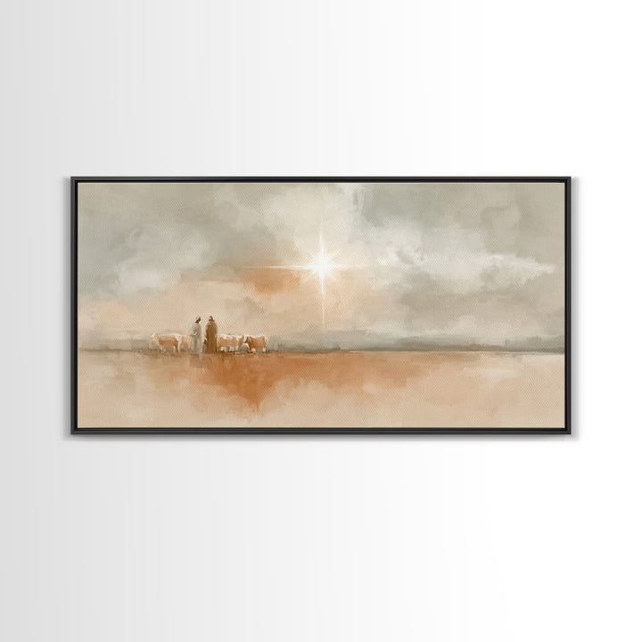 Bethlehem Morning Light, Framed Canvas Print, Christian Wall Art, Christian Art Canvas, Christmas Art, Christian Christmas Decor, Jesus Chr