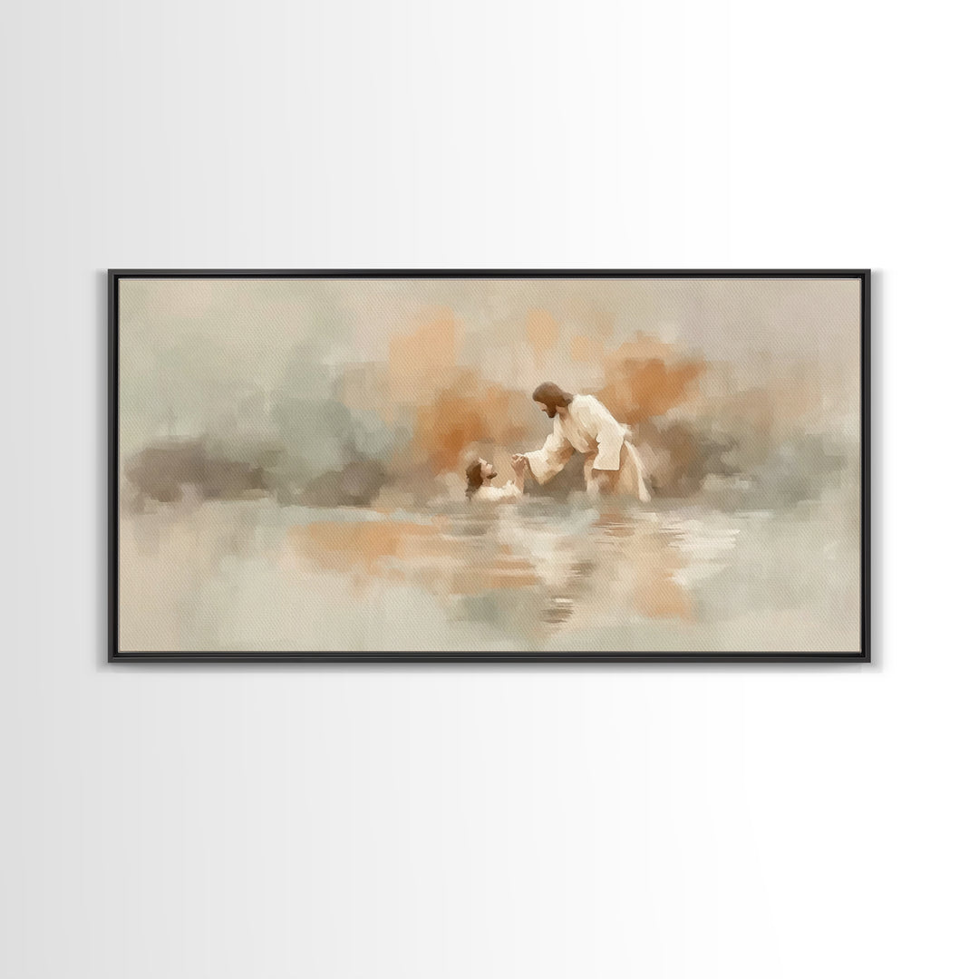 Living Waters Hope, Framed Canvas Print, Christian Wall Art, Christian Art Canvas, Jesus Painting, Christian Christmas Art