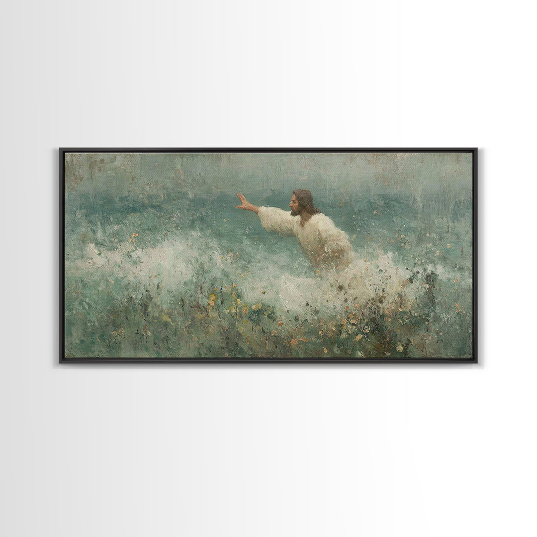 Reaching Light – Framed Canvas Print – Christian Wall Art – Christian Art Print – Jesus Painting – Vintage Christian Art – Christian Home D