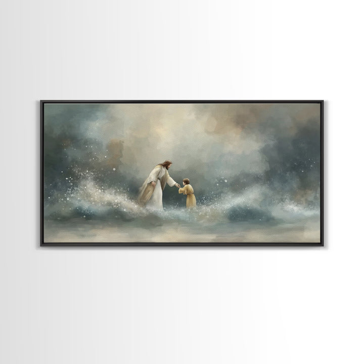Guiding Calm – Framed Canvas Print – Christian Art Canvas – Christian Wall Art – Jesus Painting – Moody Christian Art – Christian Gift Idea
