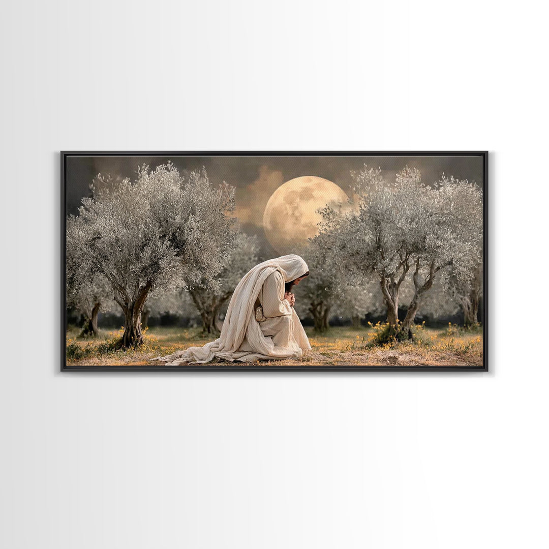 Garden Prayer – Framed Canvas Print – Christian Wall Art – Christian Art Canvas – Jesus Painting – Subtle Christian Art – Christian Gift