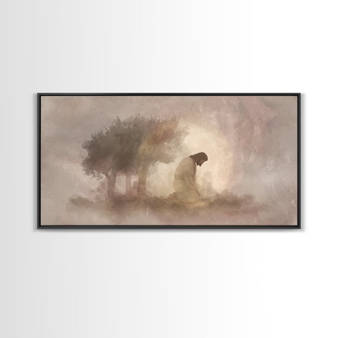 Sacred Stillness – Framed Canvas Print – Modern Christian Art – Christian Wall Art – Jesus Painting – Christian Art Canvas – Christian Gift