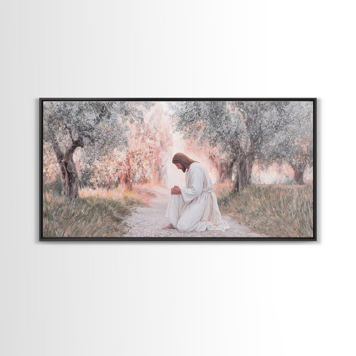 Olive Grove Light | Framed Canvas Print | Christian Art Canvas | Modern Christian Art | Jesus Painting | Christian Wall Art | Christian Gif