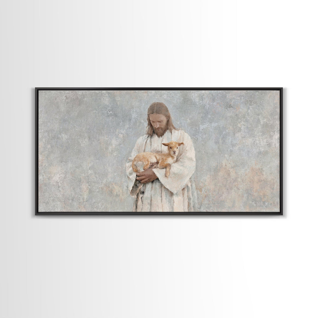 Autumn Flock Serenity – Framed Canvas Print – Christian Art Canvas – Jesus Painting – Christian Wall Art – Modern Christian Art – Christian