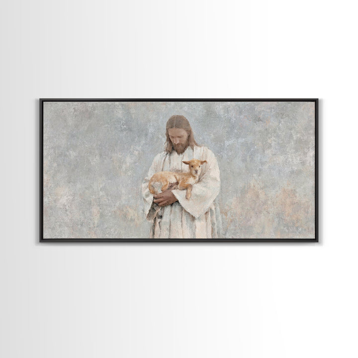 Autumn Flock Serenity – Framed Canvas Print – Christian Art Canvas – Jesus Painting – Christian Wall Art – Modern Christian Art – Christian