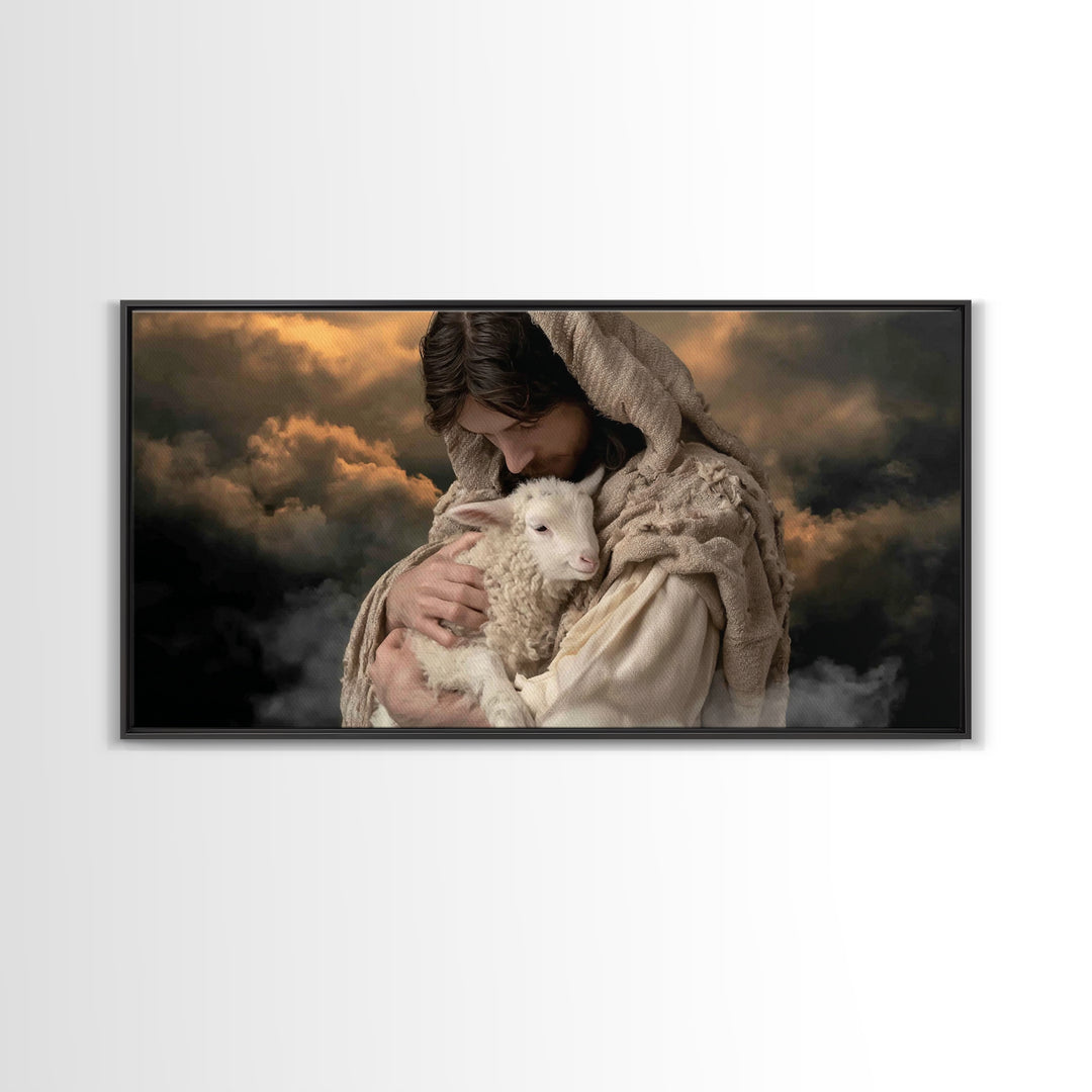 Cradle Of Mercy | Framed Canvas Print | Jesus Painting | Christian Wall Art | Christian Art Canvas | Moody Christian Art | Christian Christ