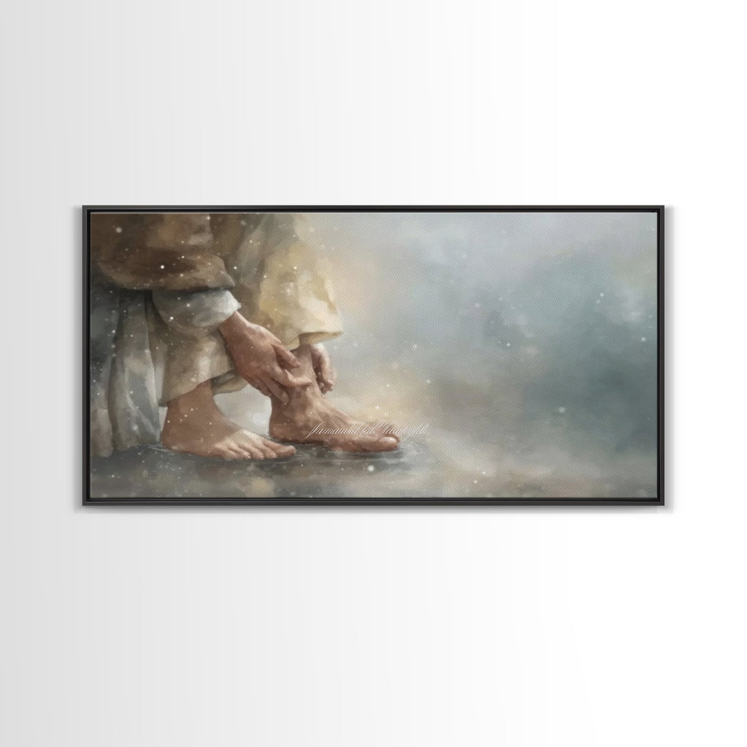 Footsteps Of Love – Framed Canvas Print – Christian Art Canvas – Christian Wall Art – Christian Decor – Modern Christian Painting – Christi