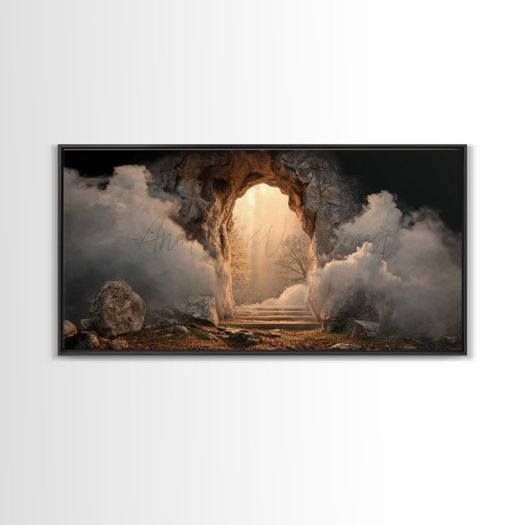 Risen Light, Framed Canvas Print, Christian Wall Art, Christian Art Canvas, Jesus Painting, Christian Christmas Art, Christian Gift