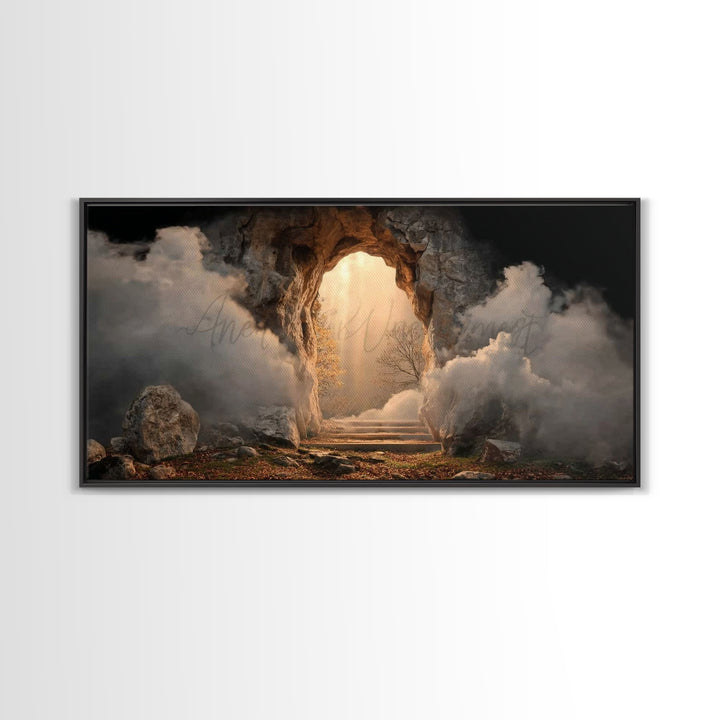 Risen Light, Framed Canvas Print, Christian Wall Art, Christian Art Canvas, Jesus Painting, Christian Christmas Art, Christian Gift