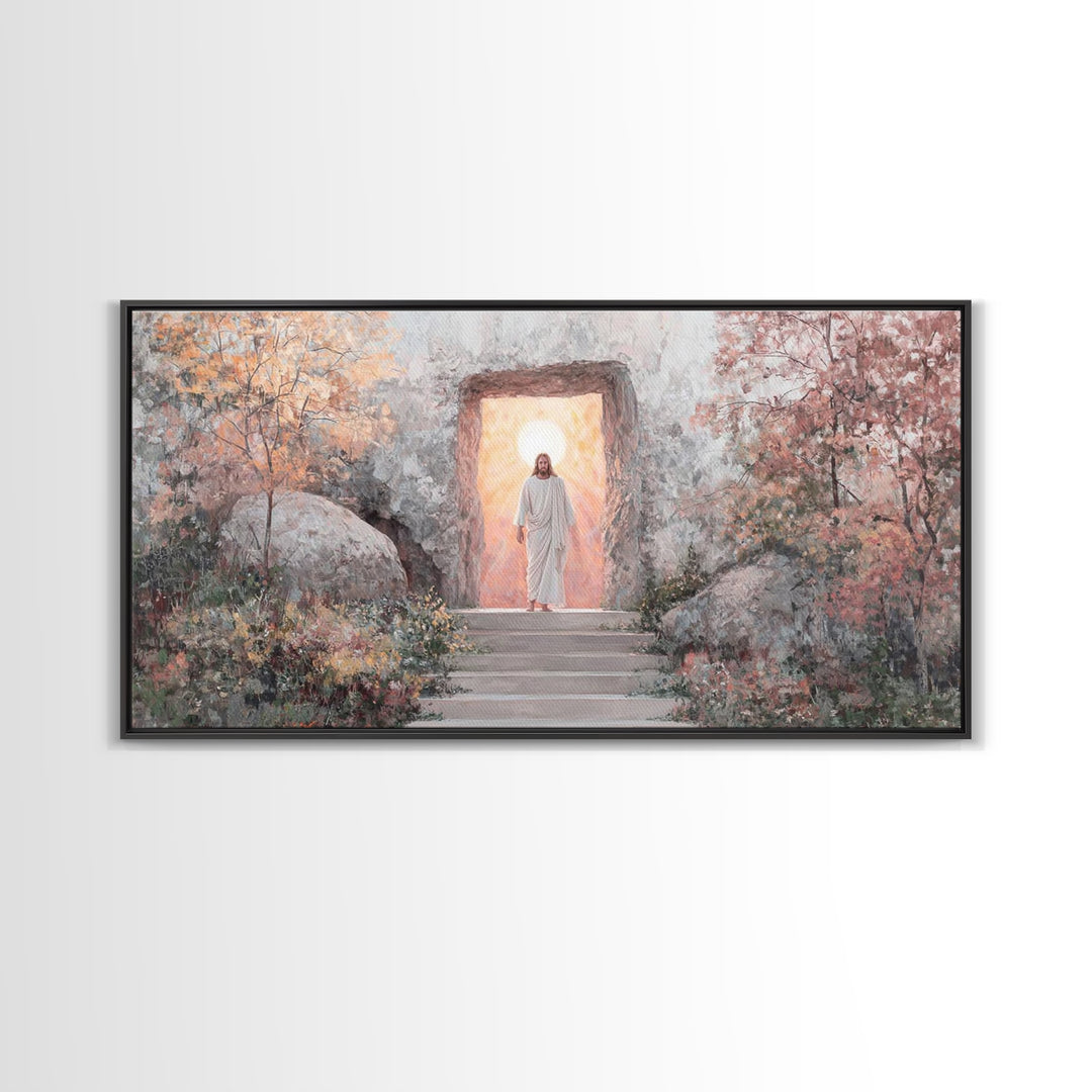 Autumn Resurrection, Framed Canvas Print, Christian Wall Art, Christian Art Canvas, Jesus Painting, Large Christian Art, Christian Christma