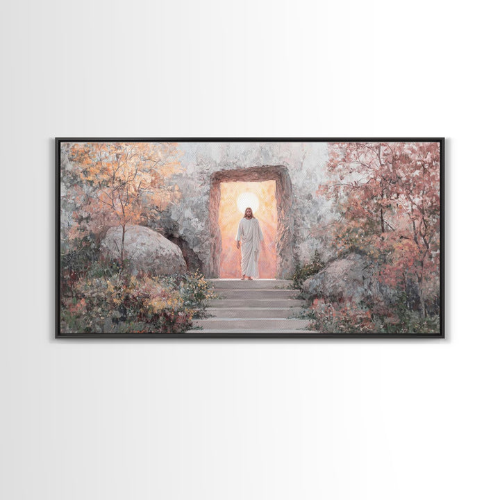 Autumn Resurrection, Framed Canvas Print, Christian Wall Art, Christian Art Canvas, Jesus Painting, Large Christian Art, Christian Christma