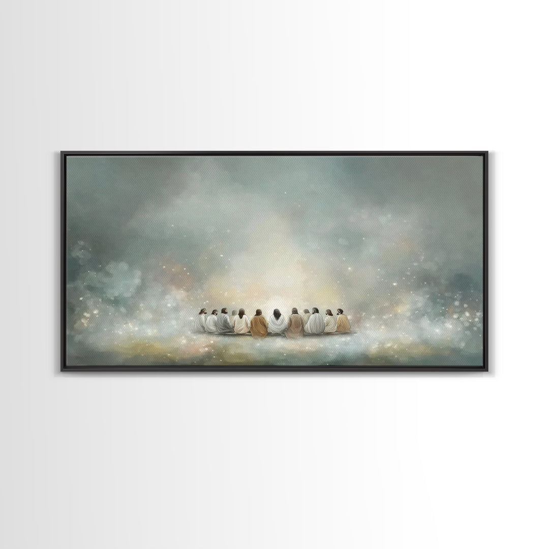Heavenly Gathering, Framed Canvas Print, Christian Wall Art, Christian Art Canvas, Jesus Painting, Large Christian Art, Christian Gift Idea