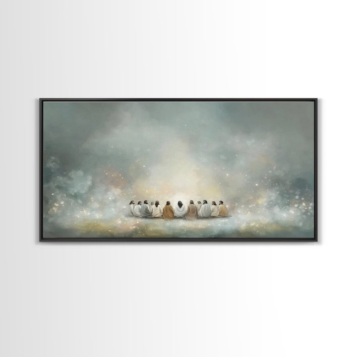Heavenly Gathering, Framed Canvas Print, Christian Wall Art, Christian Art Canvas, Jesus Painting, Large Christian Art, Christian Gift Idea